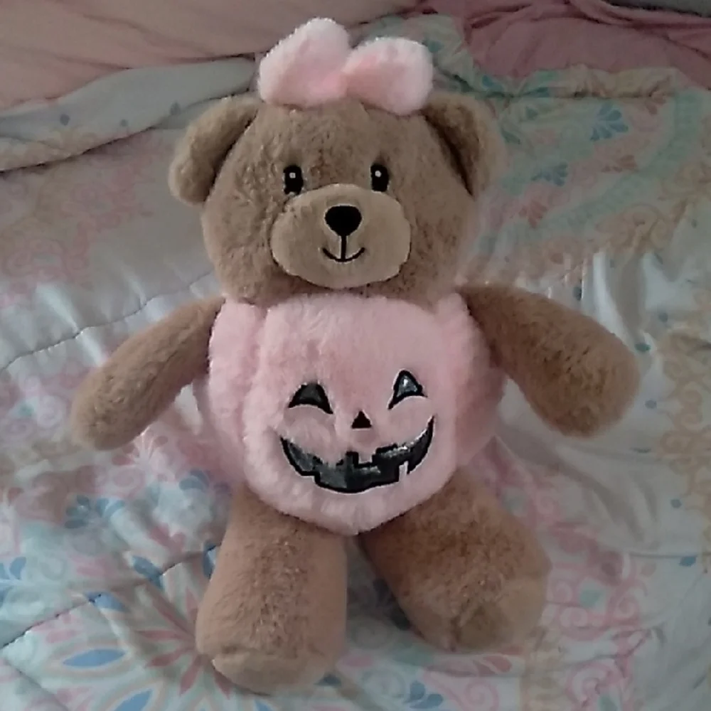 Plush Teddy Pumpkin Costume for Kids - Pink New